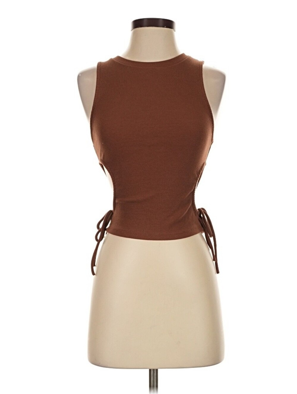 Zara Side Ties Cutout High Neck Tank Top Sz S.